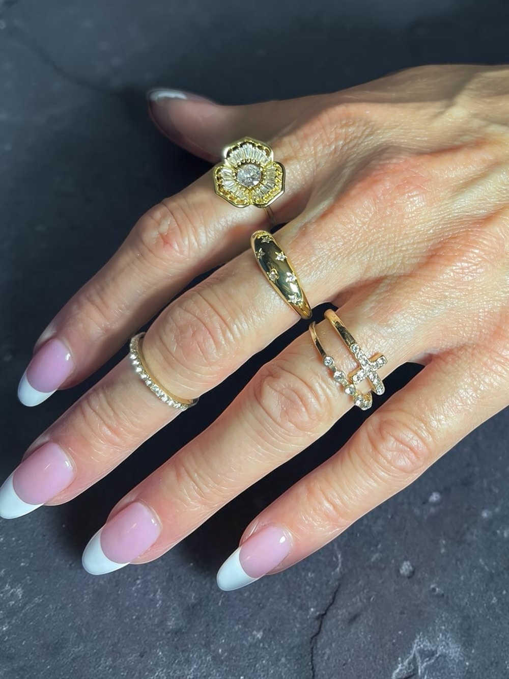 Beleza Curated Gold Tone Stack of 5 Ring